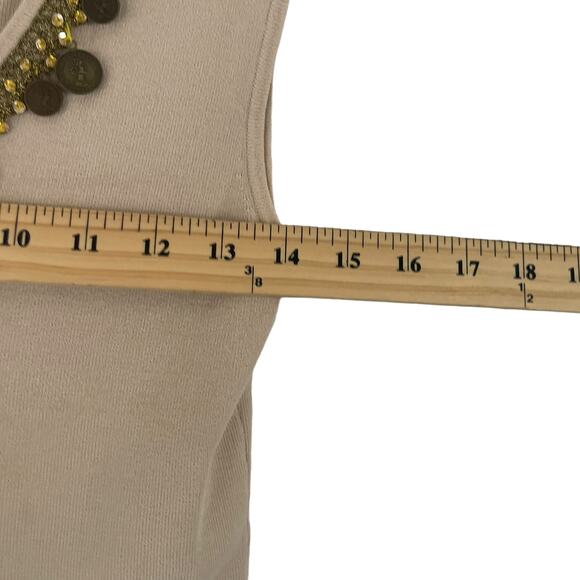 Belldini Women's Size Medium Coin Gypsy Tan Sleeveless Tank Top - Picture 8 of 9